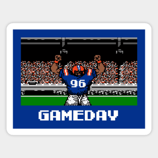 Blue and Orange Football Gameday Retro 8 Bit Linebacker Magnet